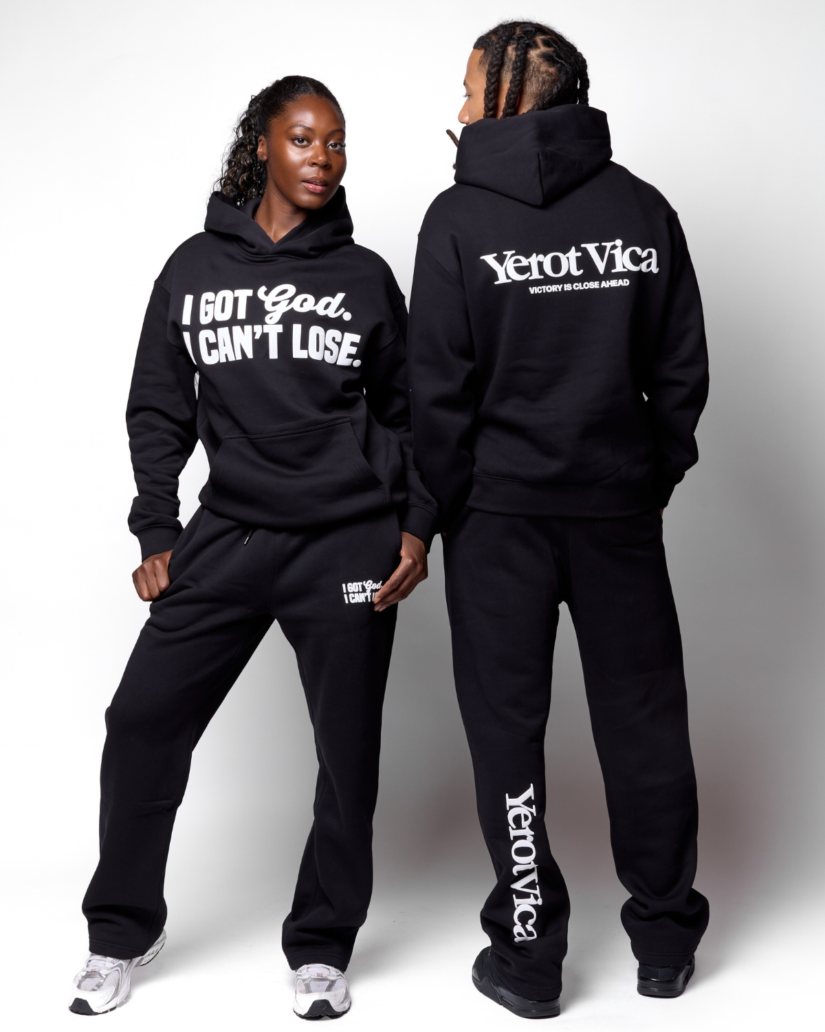 "I GOT GOD I CAN'T LOSE" HOODIE (BLACK/ PUFF WHITE)